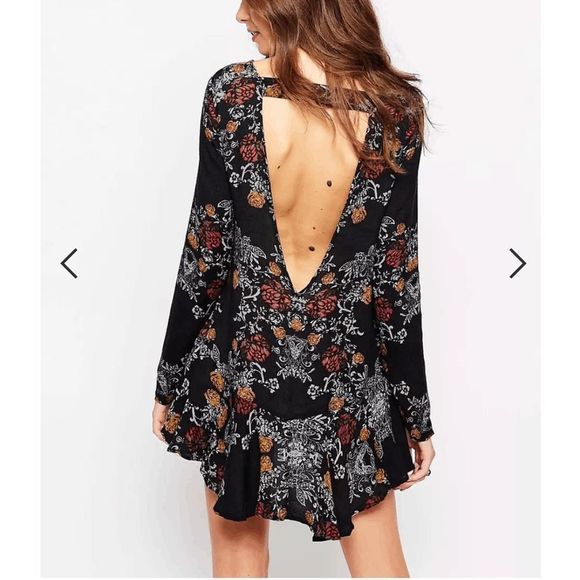 Free People Smooth Talker Tunic Dress Raven Black Floral, Sz Small, MP $128 - Picture 2 of 10